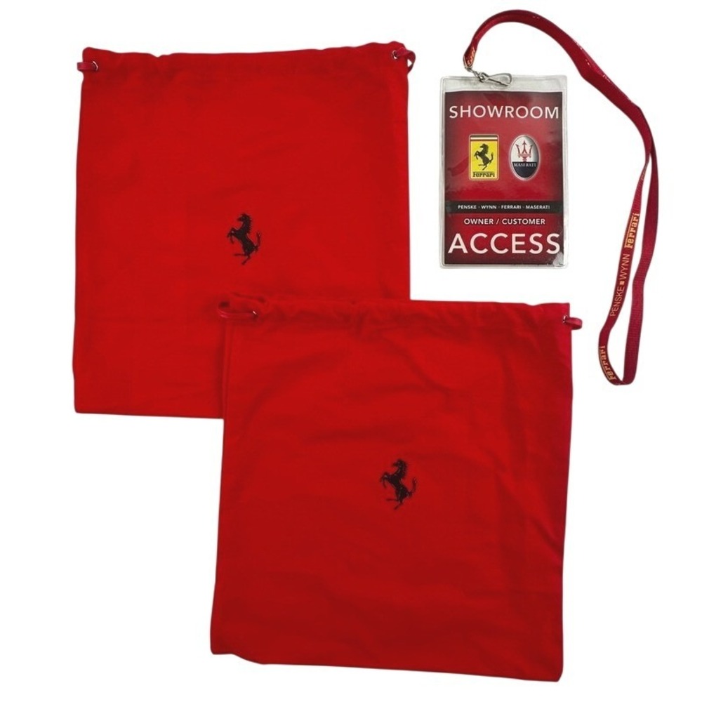Ferrari Dust Bag Lanyard Red Logo Penske Wynn Showroom Access Set